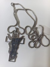 COLLANA UOMO DONNA ACCIAIO INOX CON CROCE GESU' LUNCA 69 CM X 2,5 MM PESO 21