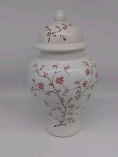 Barattolo zenzero vintage Bassano Italy 12” con coperchio fiori di ciliegio fiori rosa bello 