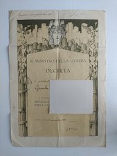 CAMBELLOTTI WW1 FASCISMO 1922 MILITARE BERTINORO ATTESTATO MEDAGLIA GRANDEGUERRA