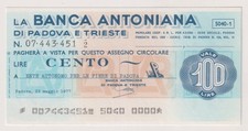 Miniassegni  BANCA  ANTONIANA - 100 lire  23.05.77  Padova Rif. BAPT 10