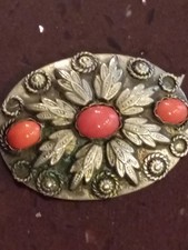 Vintage Spilla Habd Made Donna Metallo Argentato 