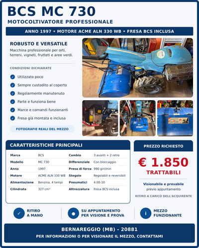 Motocoltivatore motozappa bcs - motozappa,