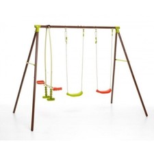 Altalena in Metallo 4 Posti Seggiolini Gioco per Bambini Giardino