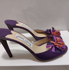 Jimmy Choo Mules donna taglia UK 4 EU 37 viola arancione frange fi pelle nuovo