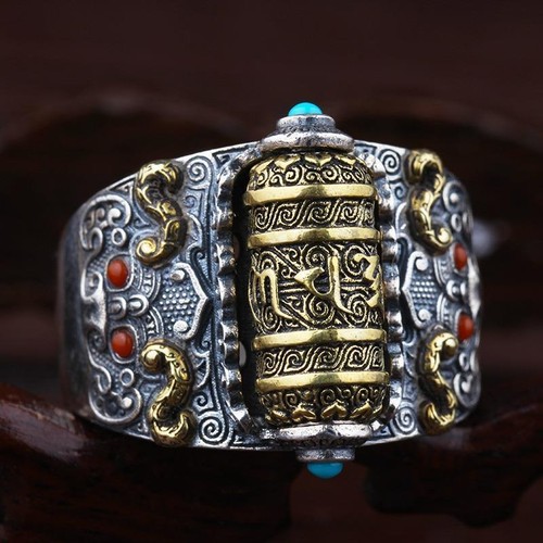 Anello girevole mani padme - om,