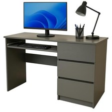 Scrivania in Legno Tortora 120x50x75H cm con 3 Cassetti + Ripiano estraibile