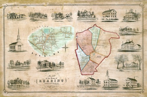 1854 town map reading - of,