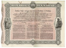 REPUBBLICA DI S. MARINO PRESTITO A PREMI 1908 BB/SPL