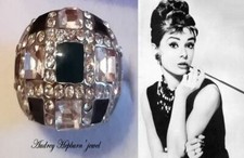 ANELLO FASCIA-BOMBE'<AUDREY HEPBURN> '60 BRILLANTI, OPALI, LEGA ARGENTO-PLATINO