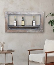 MENSOLA LEGNO PARETE 60X110X9 QUADRO MODERNO PORTABOTTIGLIE VINO  CORNICE LEGNO 