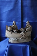Scultura terracotta Salvatore Vaccaro Caltagirone 1837- 1901 Barca con pescatori