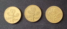 Lotto n° 3 monete 20 lire italiane 1957 ramo di quercia