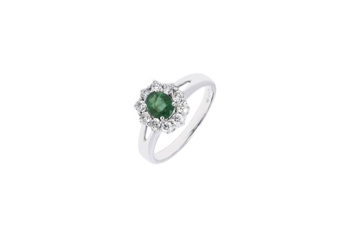 Anello smeraldo diamanti - smeraldo, e