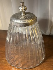 Portacaramelle di vetro con coperchio in metallo argentato lavorato