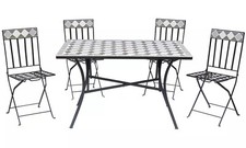 SET TAVOLO MOSAICO DA GIARDINO 4 SEDIE IN CERAMICA  RETTANGOLARE ARREDO ESTERNO