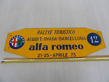 INSEGNA ALFA ROMEO 1973 RALLYE ACQUI OVADA BARCELLONA OLD SIGN