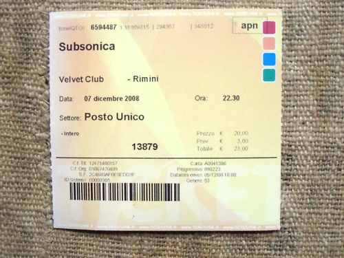 Subsonica biglietto concerto