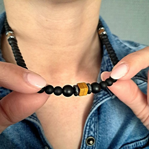 Collana onice nera - ,, cubo