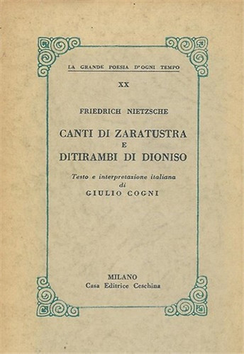 Nietzsche friedrich canti - nietzsche,friedrich.,