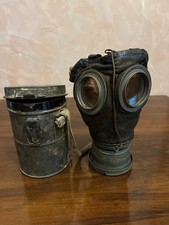 MILITARIA MASCHERA ANTIGAS NOMINATIVA!! LEDERMASK GM17 WW1 KUK GERMANY.