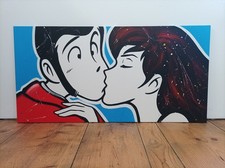 Quadro Lupin e Margot DIPINTO A MANO - Decorazione Murale Pop Art Per Arredo