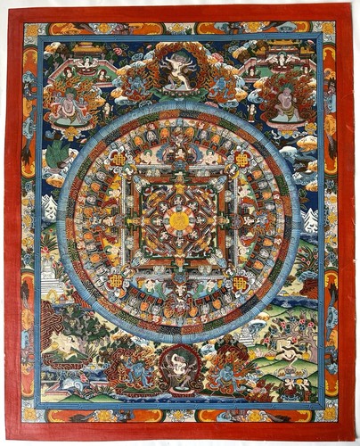 Rare thangka tibétain mandala - tibétain,