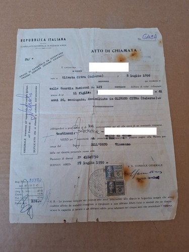 Documento emigrazione oliveto - emigrazione,