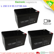 KIT 3x BATTERIA A PIOMBO 12V 14AH RICARICABILE PER BICI ELETTRICA 14 AMPERE