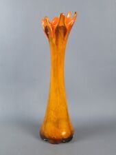 Vaso vetro sommerso a colonna design artistico arancione Venezia vintage anni 80