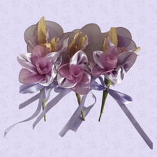 Fiore stoffa lilla set 6 pezzi