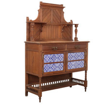 Credenza Liberty Antica Rovere 2 Cassetti Italia XX Secolo Originale