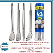 Set 4 Scalpelli SDS‑Plus S&R – Acciaio Tempra per Pietra, Calcestruzzo