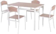 DecHome Set Da Pranzo Tavolo e 4 Sedie In Metallo e Mdf Bianco e Legno - 835087