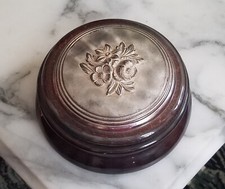 Vintage iI Fiocco Wedding Shop Wooden & Silverplate Trinket Box from Italy