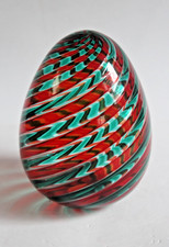 L68-UOVO VENINI 89-CANNE RITORTE ROSSO VERDE DESIGN MURANO GLASS VETRO REGALO