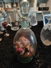 Vecchia Bottiglia Vetro Verde Ambrato Di Particolare Manifattura