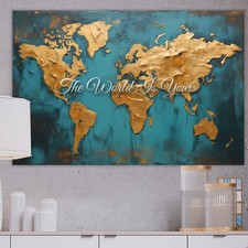 Mappa del mondo quadro su tela