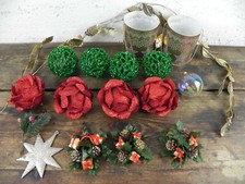 Lotto Pallina di natale a forma di rosa Rosse e Palle verdi Addobbi Natalizi 