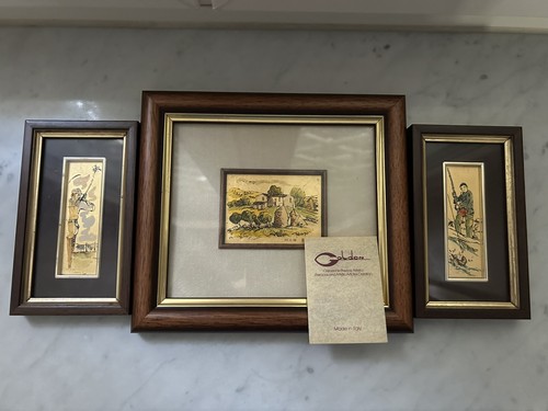 Set quadretti foglia - 3, oro