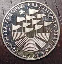 500 Lire 1985 Presidenza Italiana del Consiglio Unione Europea Argento 835 Fdc