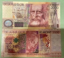 BANCONOTA SOUVENIR DE LA RUE GIORI LEONARDO DA VINCI LE MONT 2000 SPECIMEN FDS