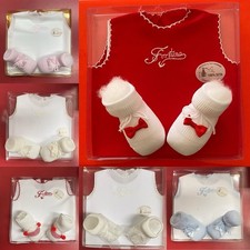 CAMICINA FORTUNA PURA SETA + SCARPETTE IN FILO  100%Cotone Con Ricamo “FORTUNA”