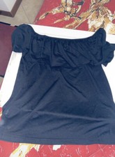 Maglia Maglietta Estiva Nera Con Balza Tg L