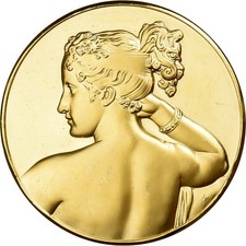France, Médaille, Pauline Borghèse en Vénus Victorieuse, Gilt Bronze, SPL