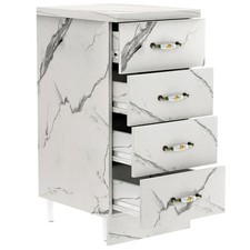 Cassettiera per Cucina Mobile Mobiletto 4 Cassetti in Legno Bianco Effetto Marmo