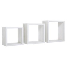 SET 3 CUBI MENSOLE PARETE ROVERE SBIANCATO SCAFFALE SALOTTO CAMERA INCUBO