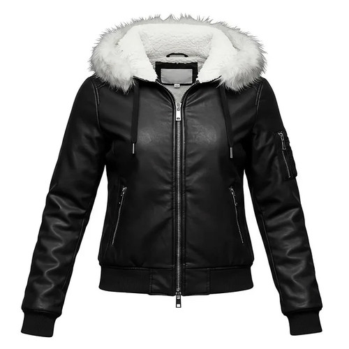 Bomber donna nero pelle con - nero,