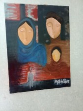 GRANDE QUADRO OLIO SU TELA VOLTO DI DONNE FIRMA IN BASSO SENZA CORNICE ANNI 70