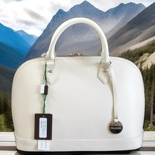 🌞BORSA X-BODY PULICATI DESIGNER ITALIANO VACHETTA CREMA PELLE CUPOLA🌺NUOVA CON ETICHETTE!
