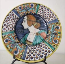 Piatto maiolica ceramica da 36 cm Ditta Grazia Combattenti di Deruta. Anni 20.